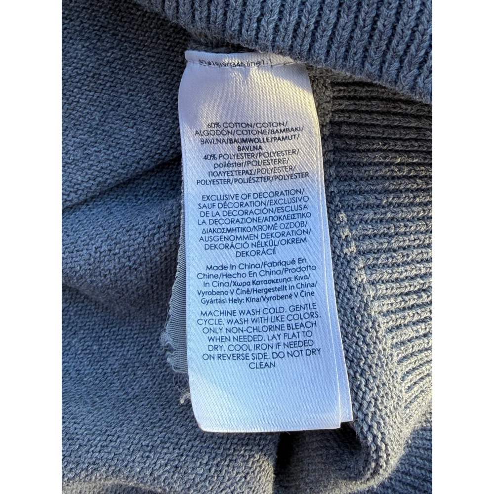 Chaps Mens XL Heather Grey Quarter Zip Pullover Sweater‎ Cotton Blend Logo Knit - Picture 7 of 7